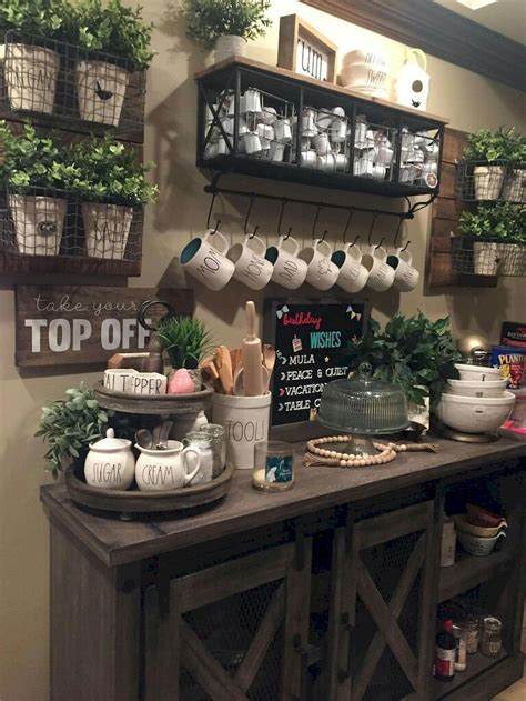 How to make a free standing coffee bar? 35 diy mini coffee bar ideas for your home (30) | Coffee ...
