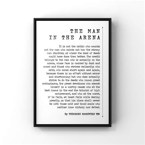 The Man In The Arena Speech Citizenship In A Republic By Etsy Uk