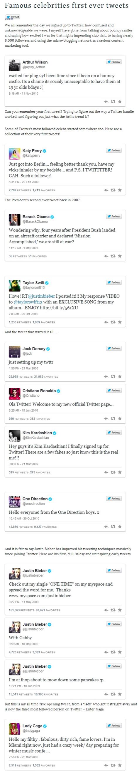 Celebrities And Their First Tweet Ever Famous Celebrities
