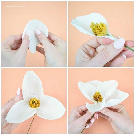 Diy Crepe Paper Magnolia Flowers Crepe Flower Templates Paper Flower
