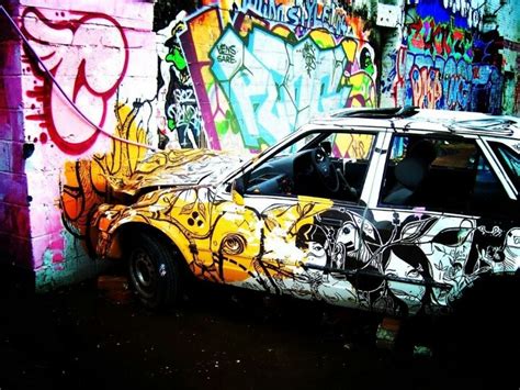 Car In The Wall Graffiti Art Graffiti Artwork Street Art