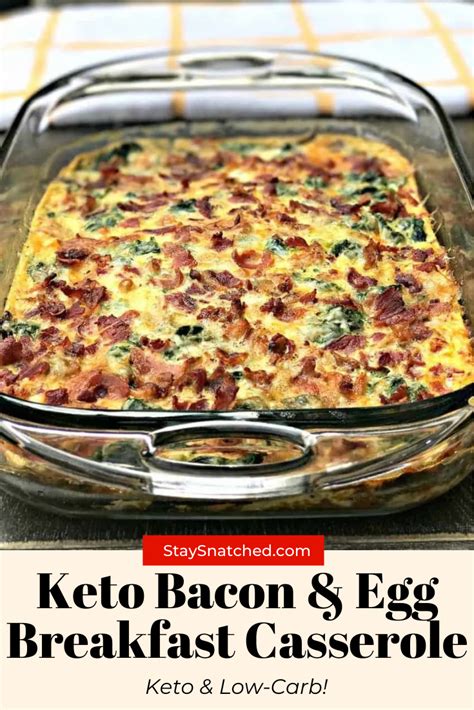 Low Carb Keto Bacon Egg And Spinach Breakfast Casserole Low Carb