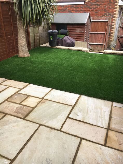 Lay Artificial Grass Over Crazy Paving Using Synthetic Grass And