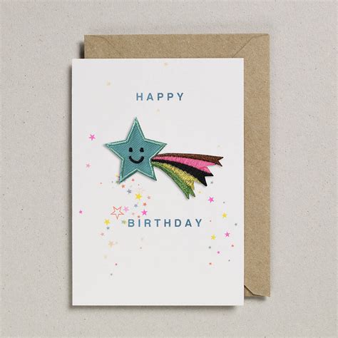 Shooting Star Birthday Iron On Patch Greeting Card By Petra Boase Ltd