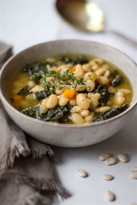 Soak the beans overnight with water and splash of apple cider vinegar. White Bean and Kale Soup | Recipe in 2020 | Kale soup ...