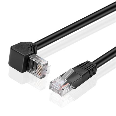 Cat6 Ethernet Cable (Right Angle Down, 10 FT) RJ45 90 Degree Network Connector 500 MHz 10 ...