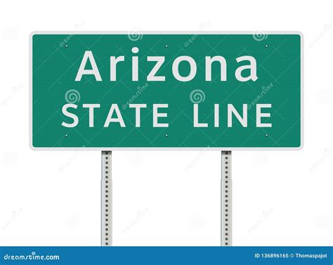 Arizona State Line Green Road Sign Stock Vector Illustration Of