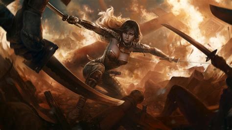Download Fantasy Women Warrior Swords HD Wallpaper By Brianfranco Fantasy Girl Warrior
