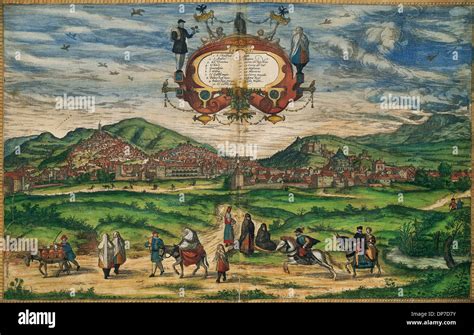 Spain Granada In 1563 City Panorama Civitates Orbis Terrarum By