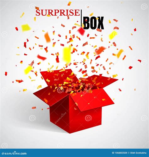 Open Red T Box And Confetti Surprise Stock Vector Illustration Of Festive Happy 106883584