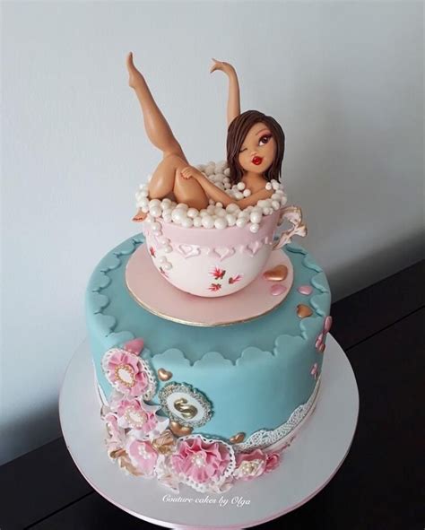 Lady In A Tea Cup Cake By Couture Cakes By Olga Funny Birthday Cakes Adult Birthday Cakes