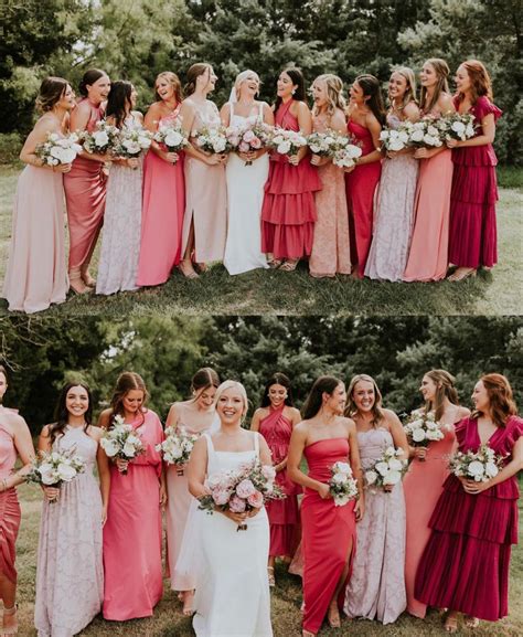 Pink Bridesmaid Dresses Mismatched Bridesmaid Dress Colors Wedding