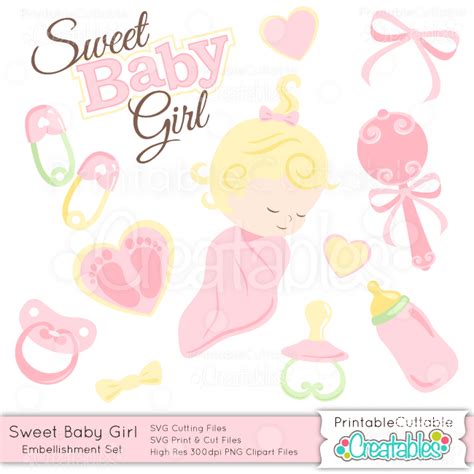Sweet Baby Girl Svg And Clipart Embellishments Set