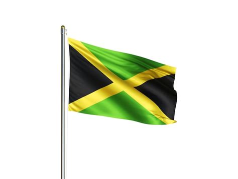Bandera Nacional De Jamaica Ondeando En Fondo Blanco Aislado Bandera De
