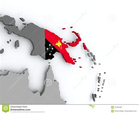 Mappa Della Papuasia Nuova Guinea Con La Bandiera Illustrazione Di