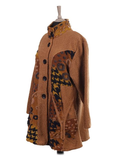 Made In Italy Lana Wool Coat With Boiled Wool Detail And