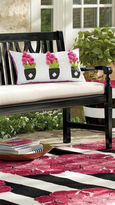 Topiary Outdoor Lumbar Pillow Pink Grandin Road Outdoor Furniture