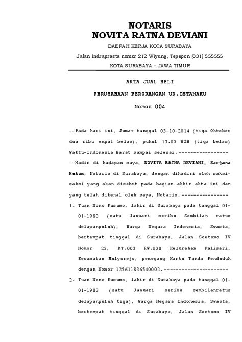 Detail Contoh Akta Otentik Notaris Koleksi Nomer 9