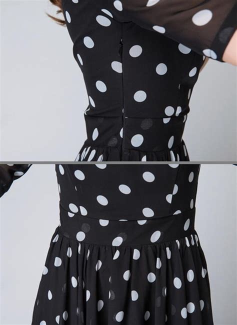 Polka Dot Maxi Chiffon Dress Women Fit And Flare Dress Swing Etsy