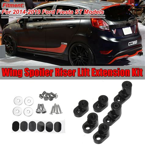 For 14 Up Ford Fiesta St Anodized Black Rear Wing Spoiler Riser Lift