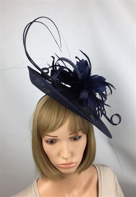 uk shop prettyelegant1 navy blue wedding hat blue hatinaor occasion hat