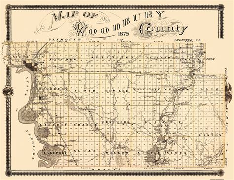 Old County Maps Woodbury County Iowa Ia Landowner Map By Shober 1875