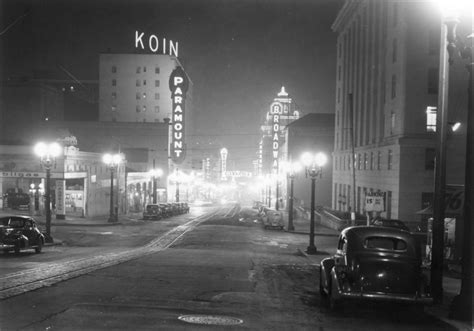 sw broadway at night 1935 vintage portland