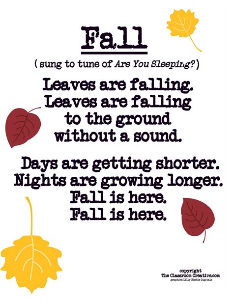 An Autumn Poem With Leaves Falling From The Sky And Text That Reads