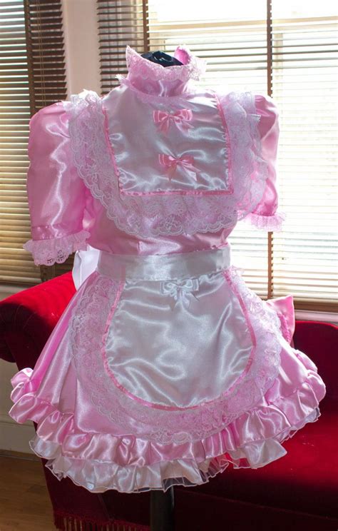 Frilly High Neck Satin Maid Dress By Ready2role Shown With Matching