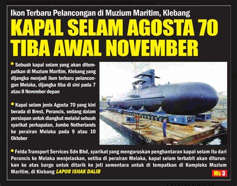 Melaka telah diisytiharkan oleh unesco sebagai bandar warisan dunia (world heritage). Submarine Museum, Melaka
