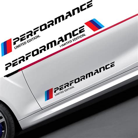 2pcs New M Performance Logo Side Skirt Stickers Decal Graphic For Bmw
