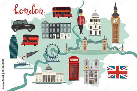 London Illustrated Map Vector Abstract Colorful Atlas Poster