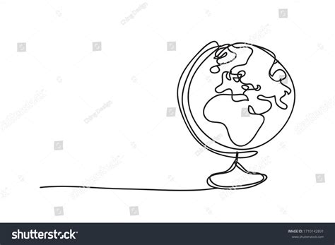 Earth Globe Line Drawing Isolated On Stock Vector Royalty Free