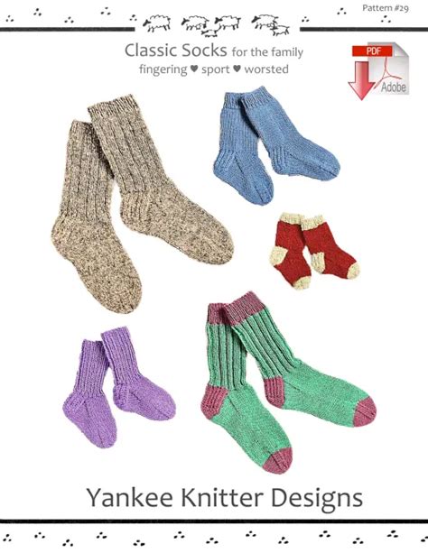 Classic Socks - Yankee Knitter - Pattern download, Knitting Pattern | Sock patterns, Knitting ...