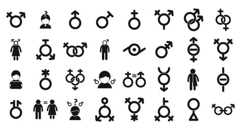 Premium Vector Gender Identity Icons Set Simple Vector Sex Couple