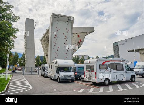 Innsbruck Austria August 18 2019 Camper Vans Parked At Ki