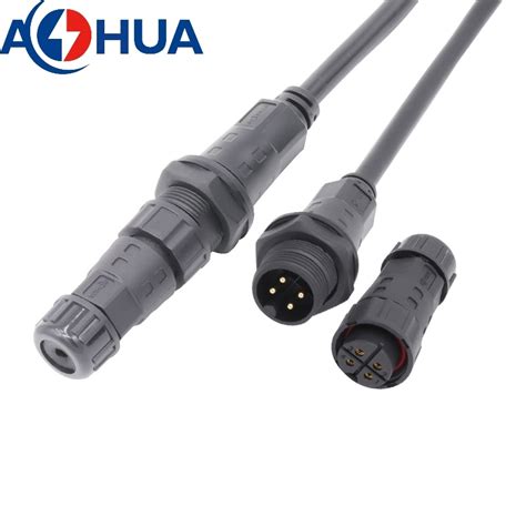Waterproof Female Male 4 Pin M20 Circular Connector Overmolded Cable