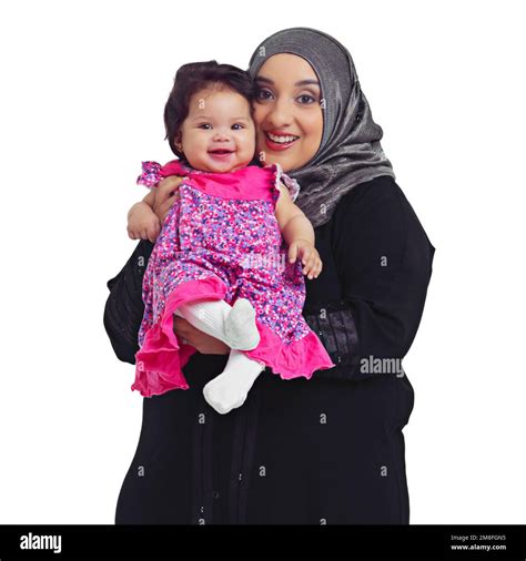 Islam Portrait Of Mother And Baby Girl Proud Mama Happy In Hijab And