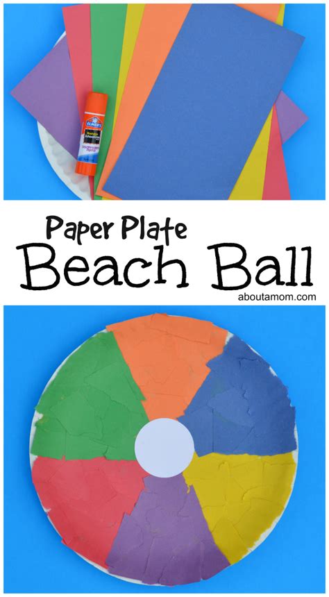 This first day of summer crafts is low prep and bound to be a kid favorite! Paper Plate Beach Ball Craft - About A Mom