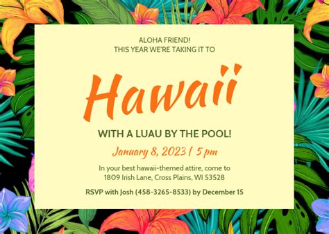 Hawaii Theme Party Invitation Template