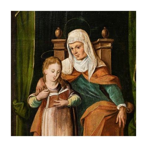 17th Century Sant Anna With Virgin Maiden And Saints Painting Oil On Canvas For Sale At 1stdibs
