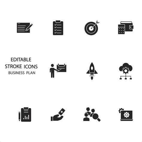 Businessplan Icons Gesetzt Businessplan Packsymbol Vektorelemente F R