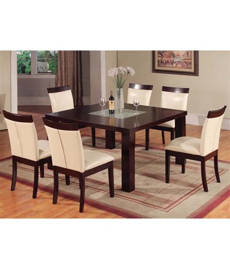 Its smooth lines are very flattering and the slightly curved frame of the table helps soften the overall look. Dream Furniture Square Teak Wood 6 Seater Luxury Dining Table Set Black - Buy Dream Furniture ...