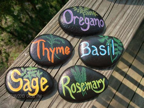 Set Of 5 Herb Garden Stone Markers Made To Order Garden Stones