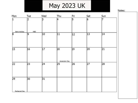 May 2023 Uk Calendar Printable May 2023 2023 Calendar Etsy Canada