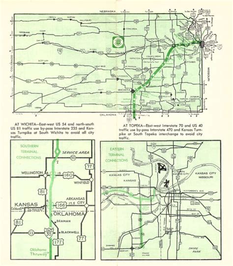 Kansas Turnpike Vtge 1960s 70s Brochure Map Interchanges Table Toll
