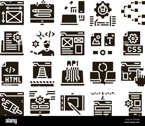 Front End Development Glyph Set Vector Stock Vector Image And Art Alamy