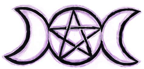 Wiccan Triple Moon Goddess Symbol With Pentagram Paganism Fã Art