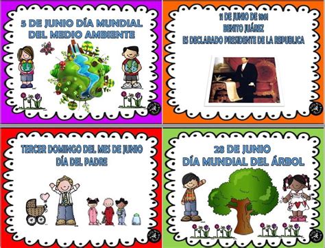 Efemérides Del Mes De Junio En Diseño Creativo Y Llamativo A Color Educación Primaria