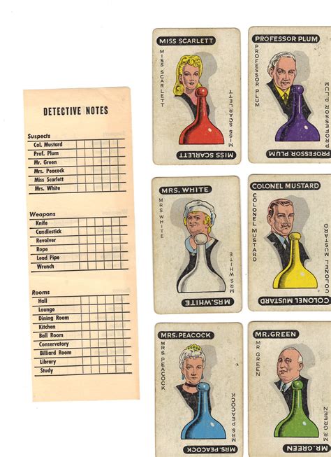 Crime scene in the classroom. Vintage Clue game cards | Found this awesome old Clue game ...